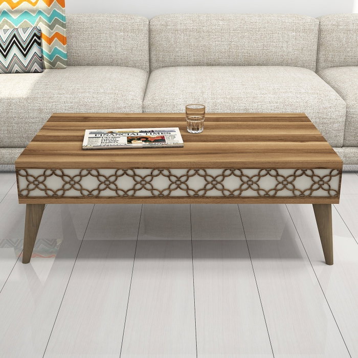 Hanah Home Mesa de Centro City - Nogal y Crema